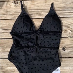 Black heart body suit/ lingerie